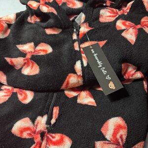 Women’s Black Onesie With Pink Bows & Hood Size S